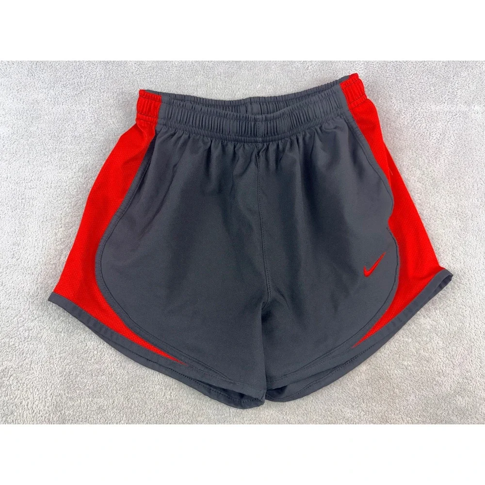 Nike Kids Dri-FIT Running Shorts‎ Grey Red Athletic Athleticwear Size XS